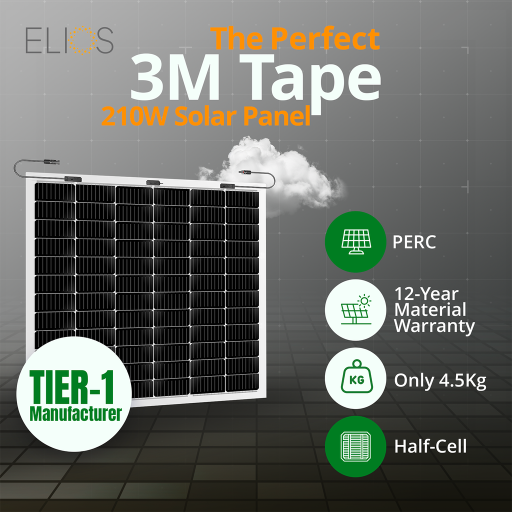 Elios Voltaic210F-T | 210W Semi Flexible Solar Panel with 3M tape