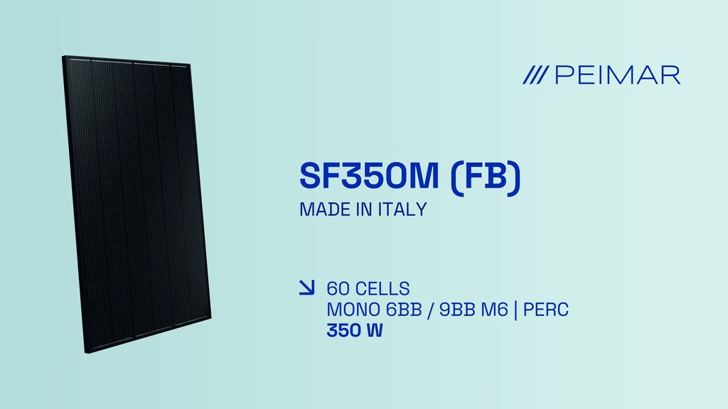 Peimar ALL BLACK commercial solar panel 350 watts SF350M (FB) 60 cells 68.11''x41.25'' 40mm thick *Made in Italy