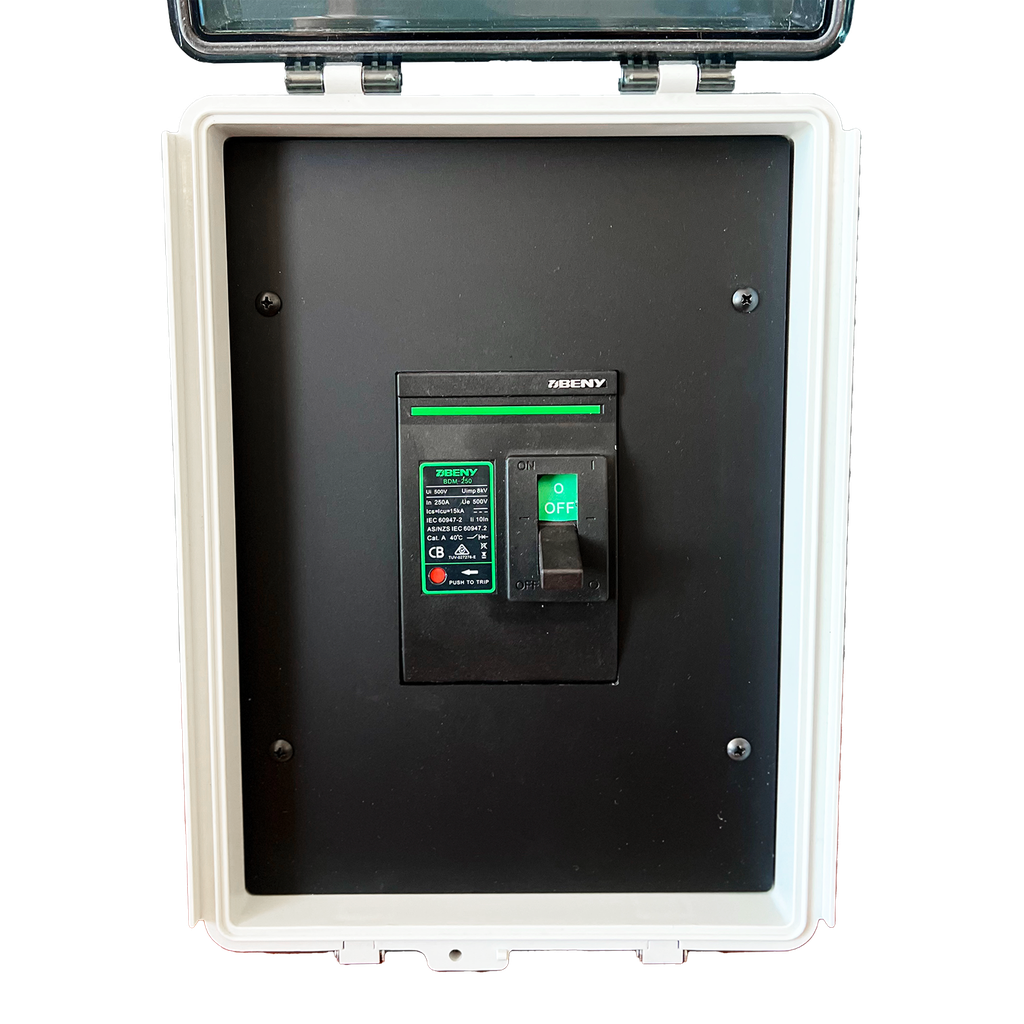 BENY BDM-250 2 Pole 250 Amps DC molded case circuit breaker, 500VDC Max, with IP65 enclosure