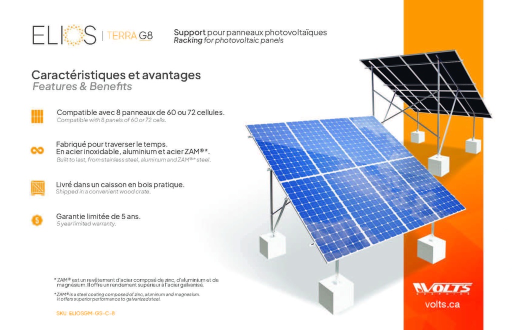 Ground Mount System For 8 Solar Panel | ELIOS Terra G8