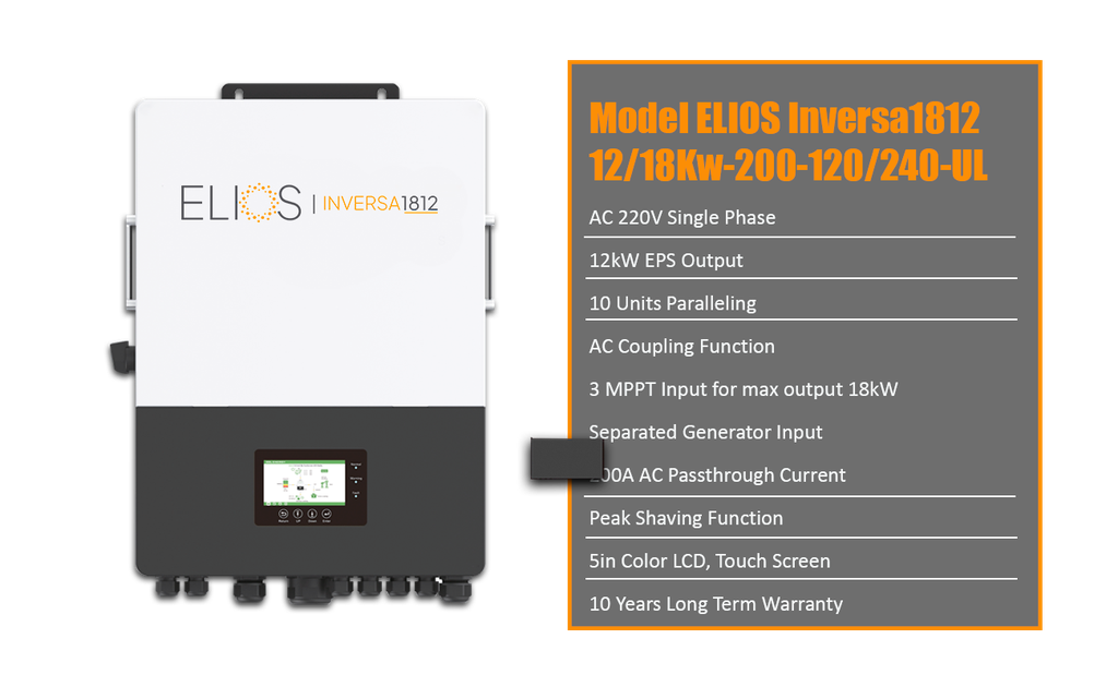 Elios Inversa 1812 | 18KW All in one Hybrid Solar Inverter Charger