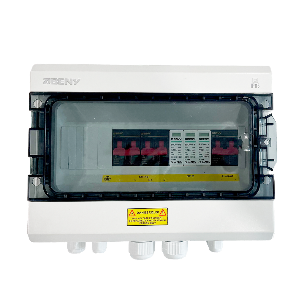 BENY BHS-2/1 IP65 Exterior 1000VDC combiner box 2 Input - 1 Output with 2 poles breakers